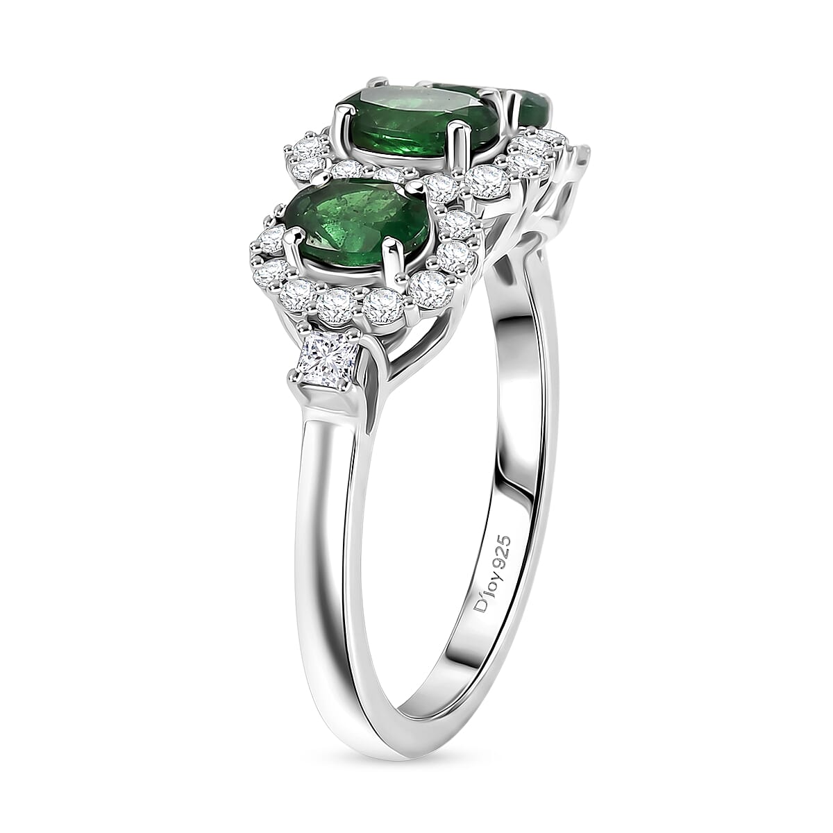Certified & Appraised Premium Tsavorite Garnet and Moissanite 1.94 ctw Ring in Rhodium Over Sterling Silver (Size 10.0)