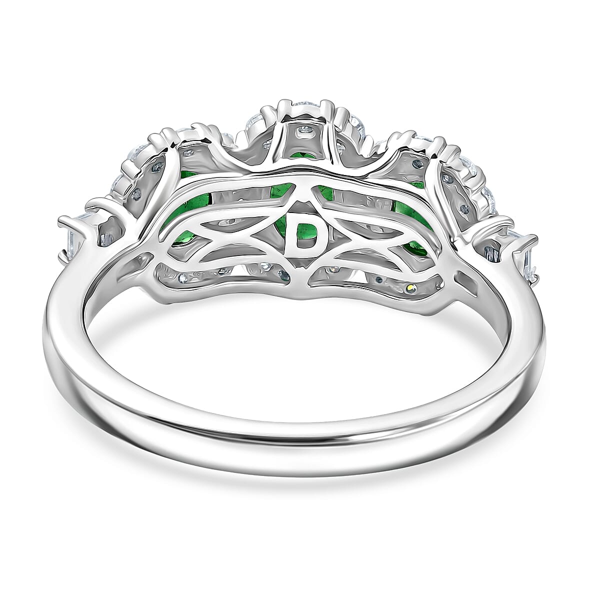 Certified & Appraised Premium Tsavorite Garnet and Moissanite 1.94 ctw Ring in Rhodium Over Sterling Silver (Size 10.0)