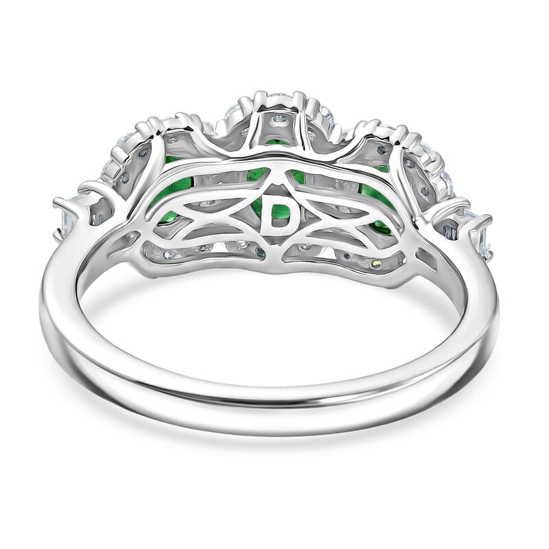Certified & Appraised Premium Tsavorite Garnet and Moissanite 1.94 ctw Ring in Rhodium Over Sterling Silver (Size 10.0)