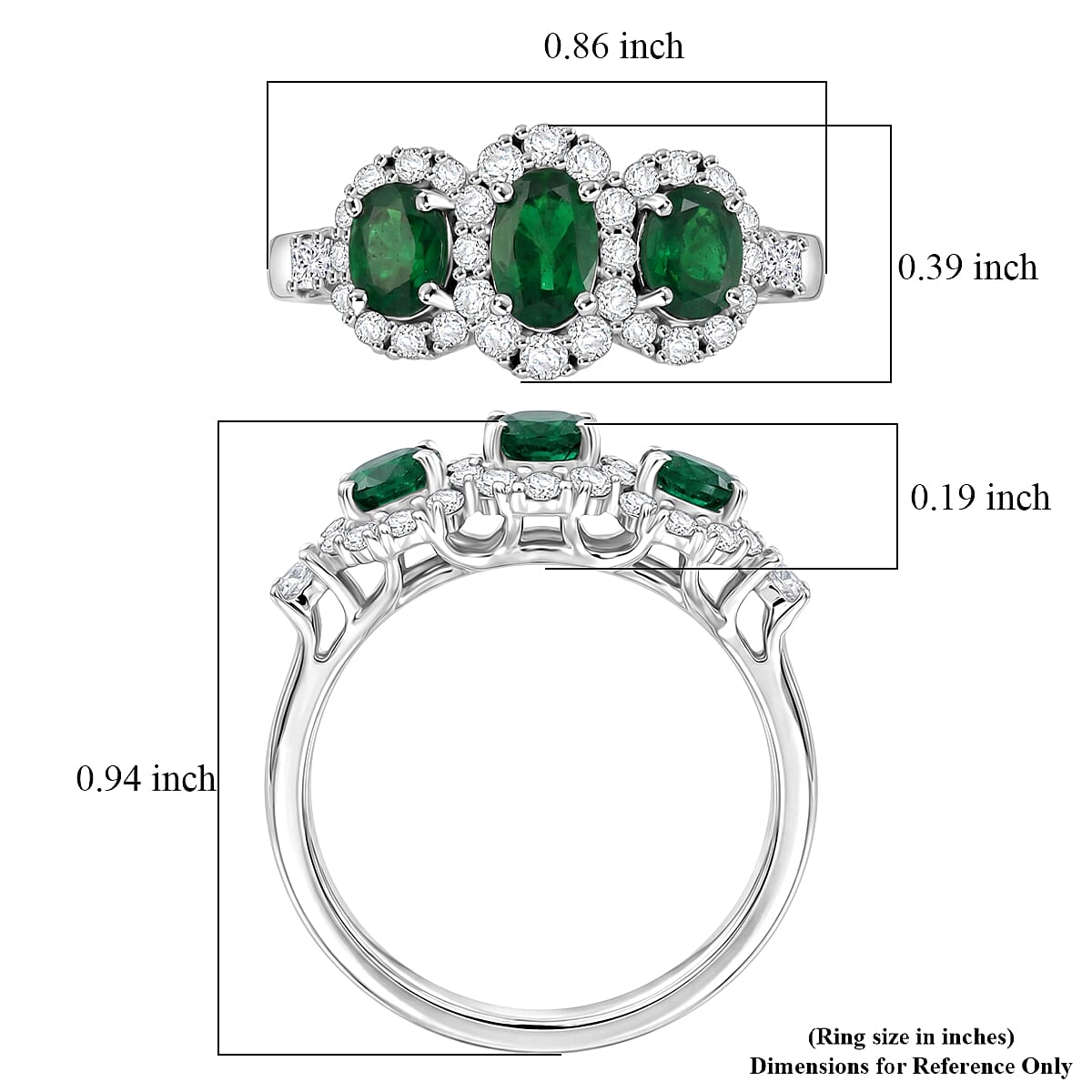Certified & Appraised Premium Tsavorite Garnet and Moissanite 1.94 ctw Ring in Rhodium Over Sterling Silver (Size 10.0)