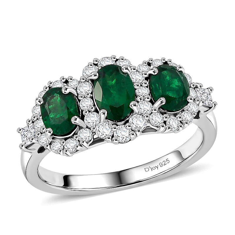 Certified & Appraised Premium Tsavorite Garnet and Moissanite 1.94 ctw Ring in Rhodium Over Sterling Silver (Size 6.0)