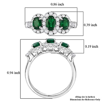 Certified & Appraised Premium Tsavorite Garnet and Moissanite 1.94 ctw Ring in Rhodium Over Sterling Silver (Size 6.0)