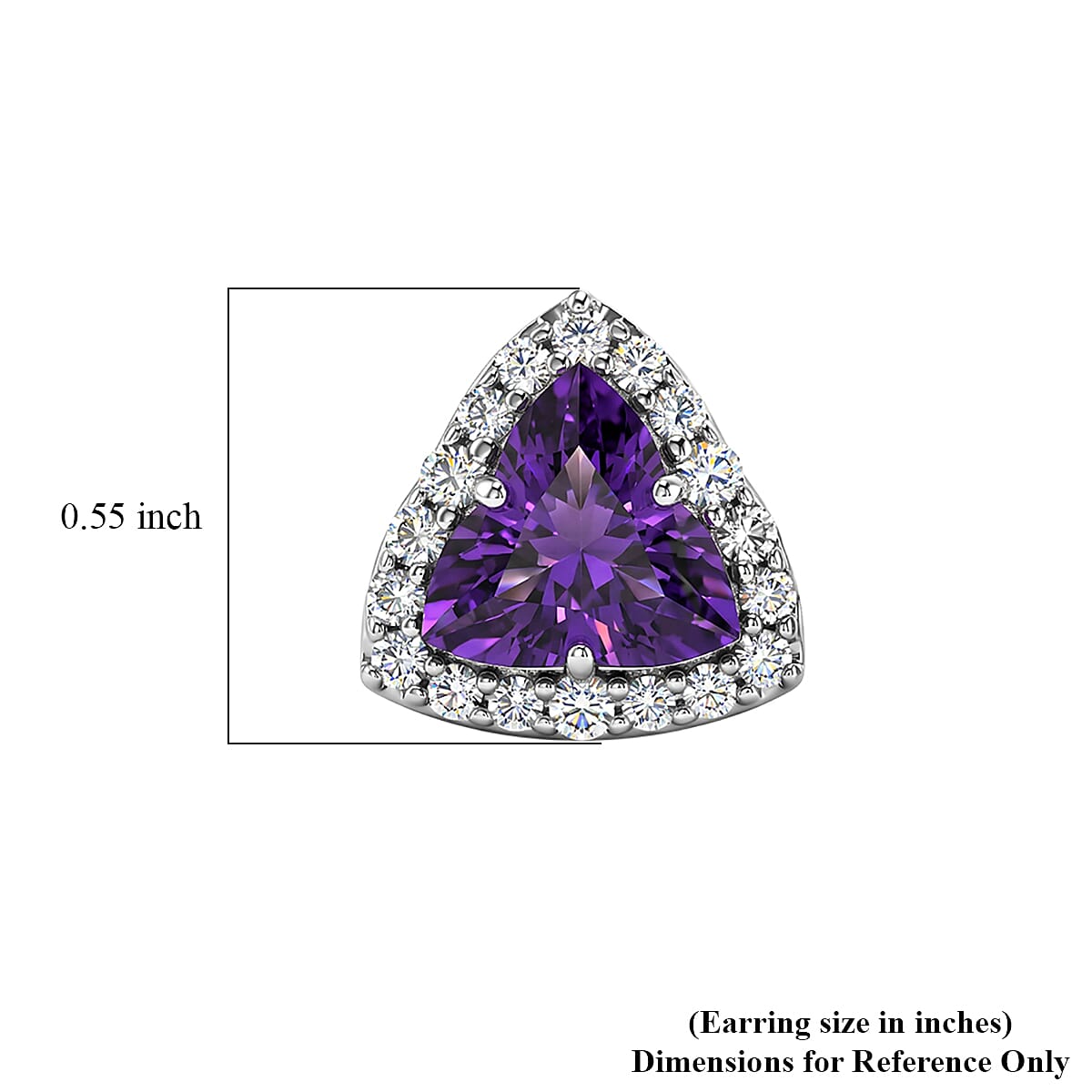 Certified & Appraised D'Joy Fancy Cut Premium Zambian Amethyst and Moissanite 3.60 ctw Earrings in Rhodium Over Sterling Silver