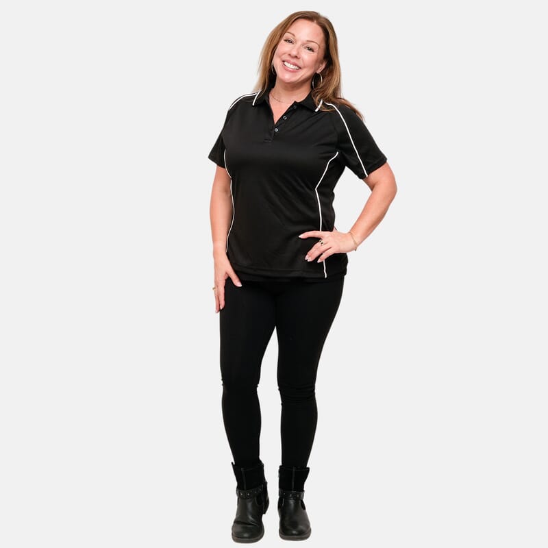 Expert Oxymesh Black Piped Polo - Large