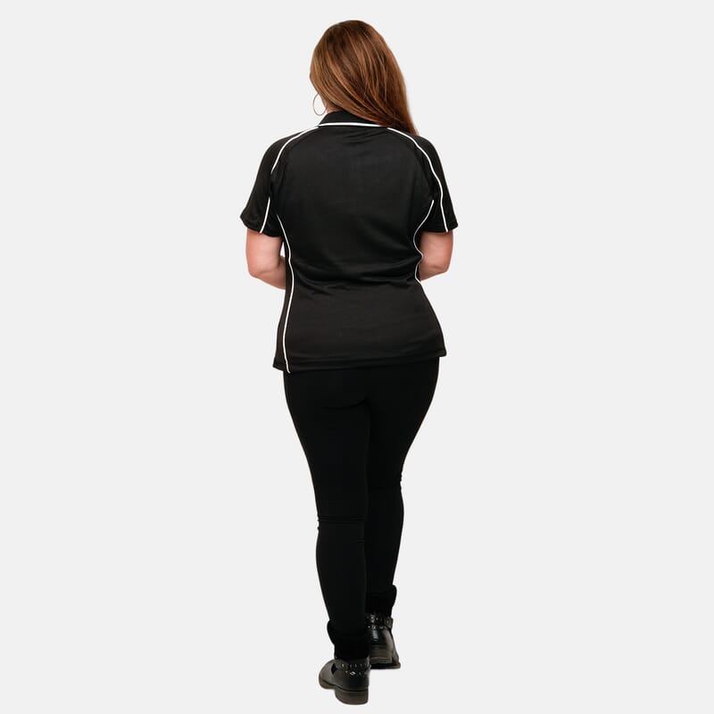 Expert Oxymesh Black Piped Polo - Large