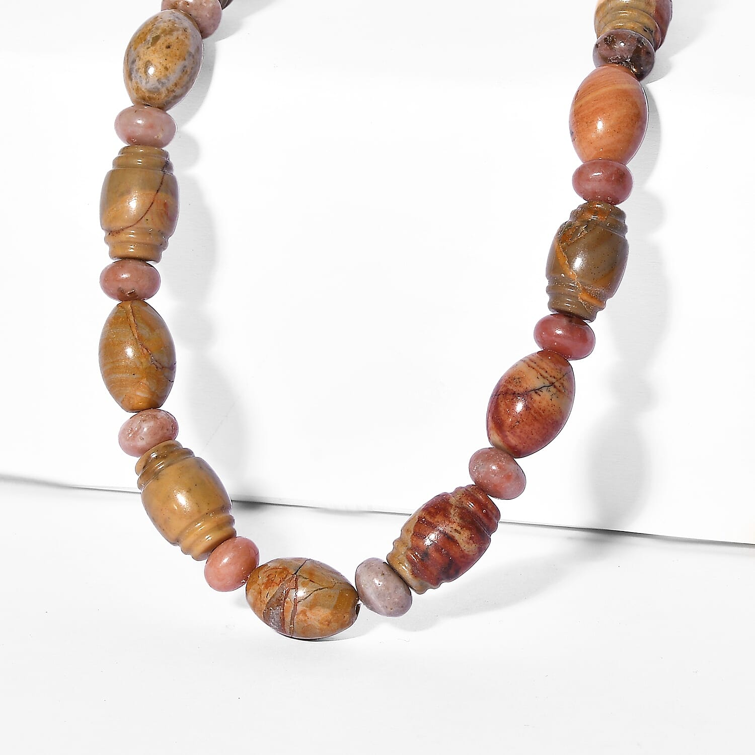 EverTrue Picasso Jasper and Flower Chilli Jasper 285.00 ctw Necklace in 18K YG Plated 18 Inches