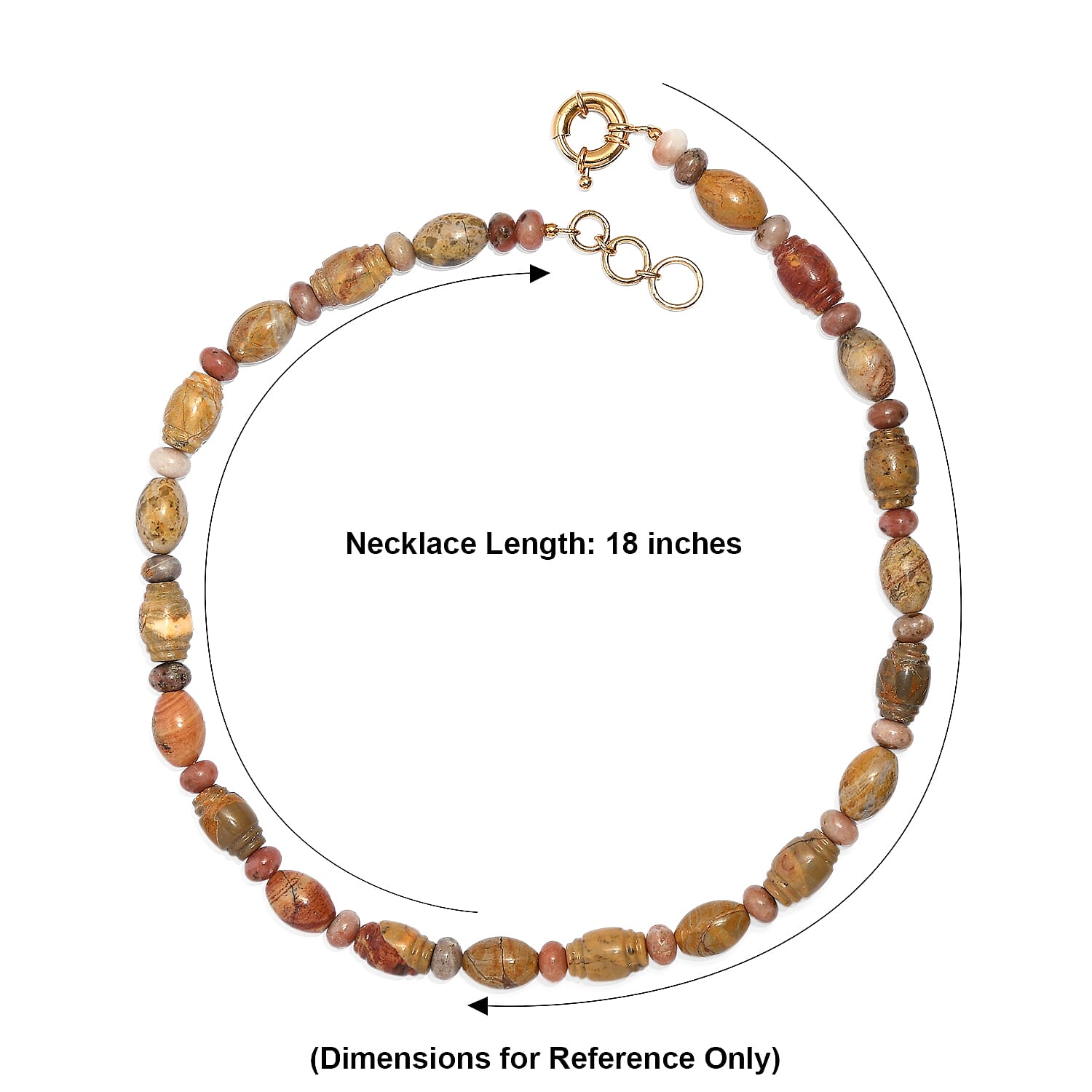 EverTrue Picasso Jasper and Flower Chilli Jasper 285.00 ctw Necklace in 18K YG Plated 18 Inches
