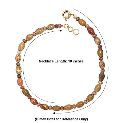 EverTrue Picasso Jasper and Flower Chilli Jasper 285.00 ctw Necklace in 18K YG Plated 18 Inches