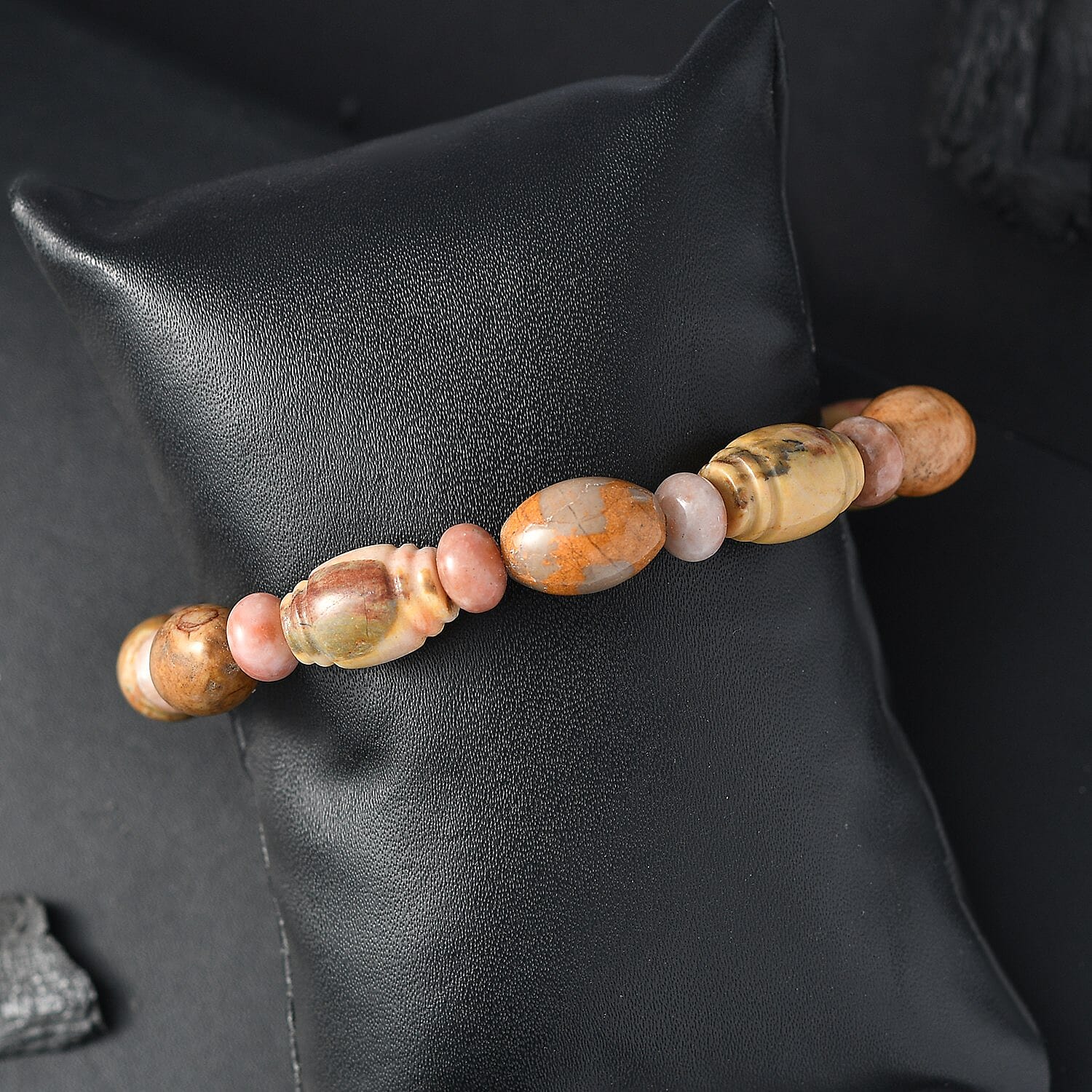 Picasso Jasper and Flower Chilli Jasper 135.00 ctw Beaded Stretch Bracelet