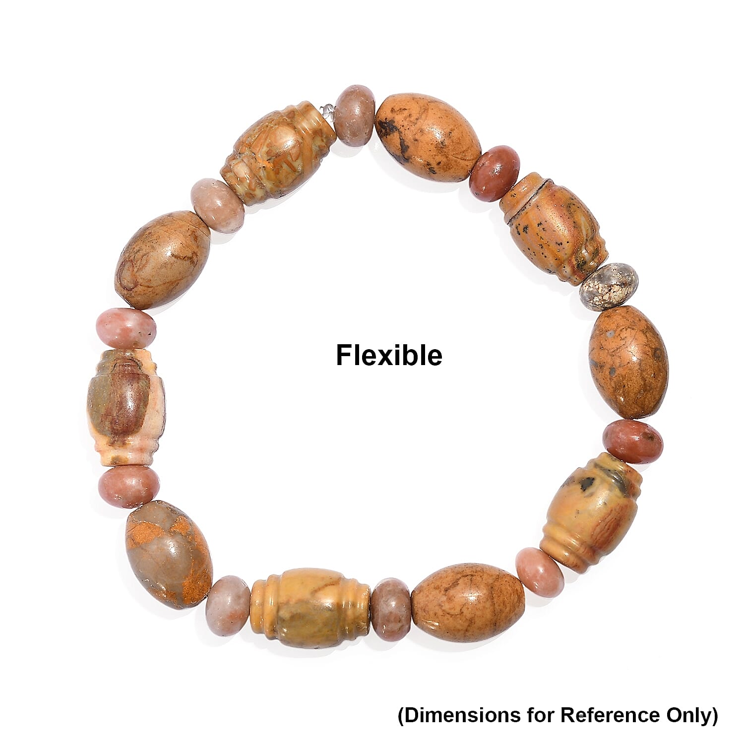 Picasso Jasper and Flower Chilli Jasper 135.00 ctw Beaded Stretch Bracelet