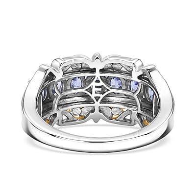 EverTrue Tanzanite 1.10 ctw Victorian Filigree Ring in 18K YG Plated and Platinum Bond (Size 6.0)
