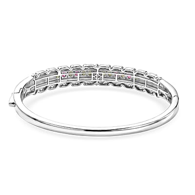 EverTrue Multi-Tourmaline 2.20 ctw Victorian Filigree Bangle Bracelet in 18K YG Plated and Platinum Bond (6.50 In)