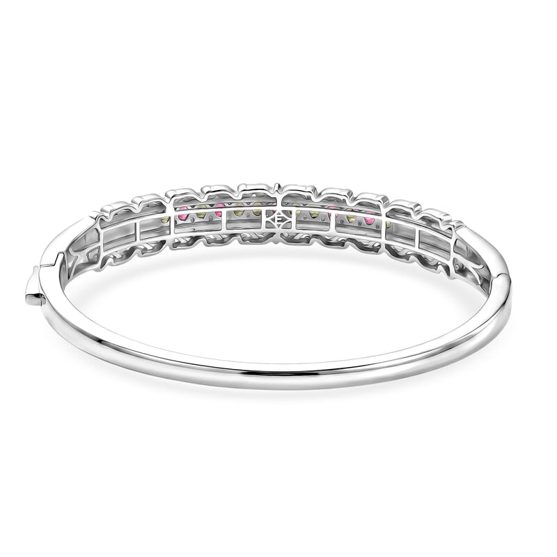 EverTrue Multi-Tourmaline 2.20 ctw Victorian Filigree Bangle Bracelet in 18K YG Plated and Platinum Bond (7.25 In)