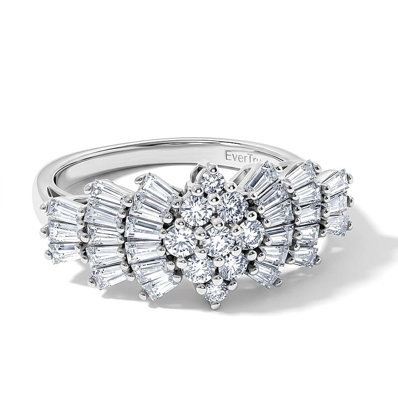 EverTrue Moissanite 1.30 ctw Cluster Ring in Platinum Bond (Size 5.0)
