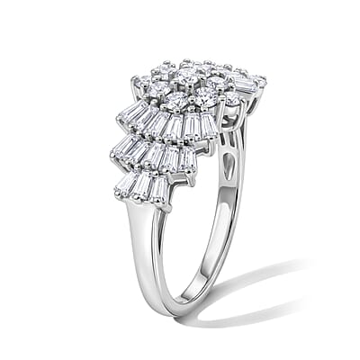 EverTrue Moissanite 1.30 ctw Cluster Ring in Platinum Bond (Size 5.0)