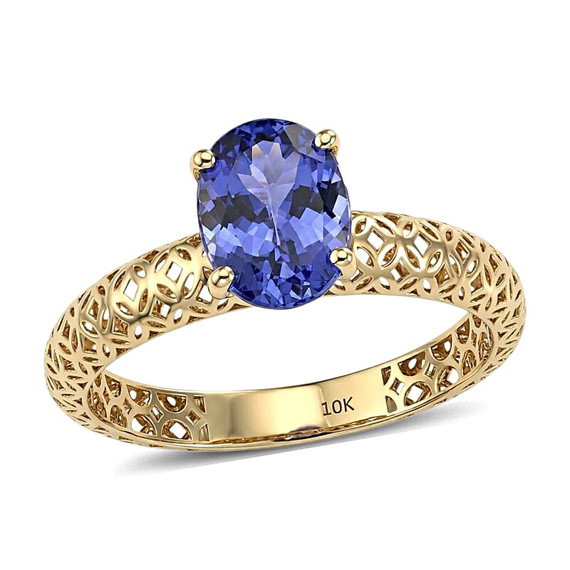 SGL Certified Mirage Collection Premium Tanzanite 1.65 ctw Solitaire Ring in 10K Yellow Gold (Size 6.0)