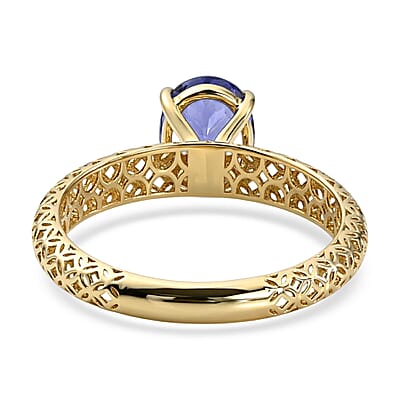 SGL Certified Mirage Collection Premium Tanzanite 1.65 ctw Solitaire Ring in 10K Yellow Gold (Size 6.0)