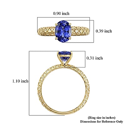 SGL Certified Mirage Collection Premium Tanzanite 1.65 ctw Solitaire Ring in 10K Yellow Gold (Size 6.0)
