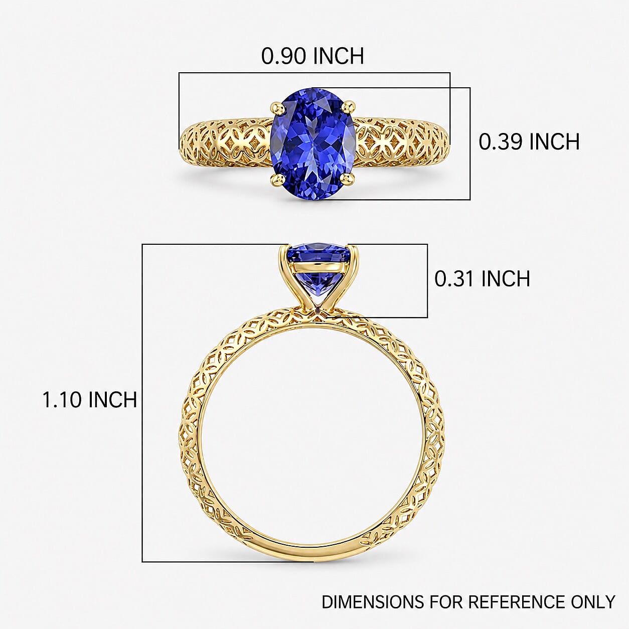 SGL Certified Mirage Collection Premium Tanzanite 1.65 ctw Solitaire Ring in 10K Yellow Gold (Size 6.0)