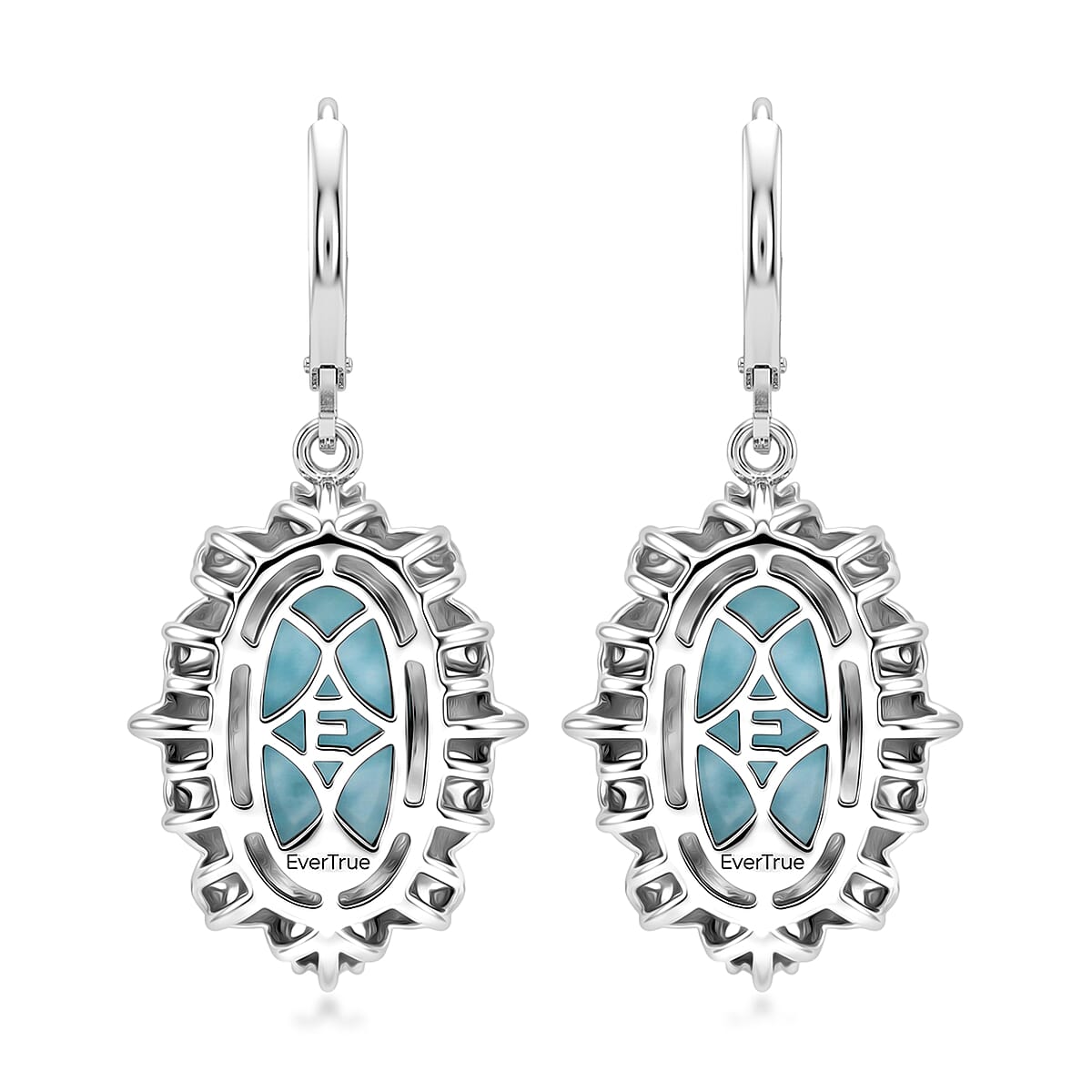EverTrue Premium Larimar 7.85 ctw Whispering Leaf Filigree Earrings in 18K YG Plated and Platinum Bond (Ships in 10-12 Days) image number 4
