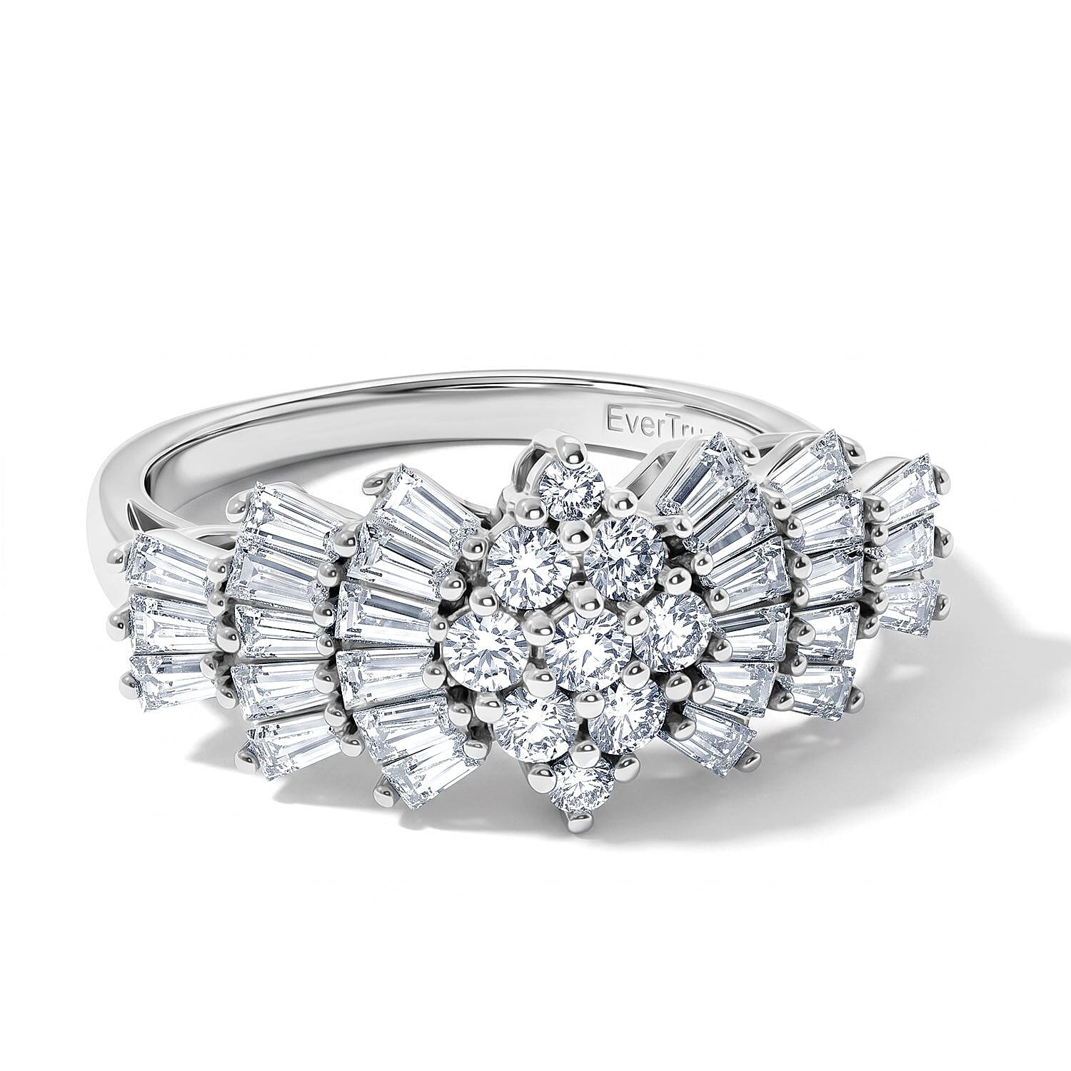 EverTrue Moissanite 1.30 ctw Cluster Ring in Platinum Bond (Size 6.0)