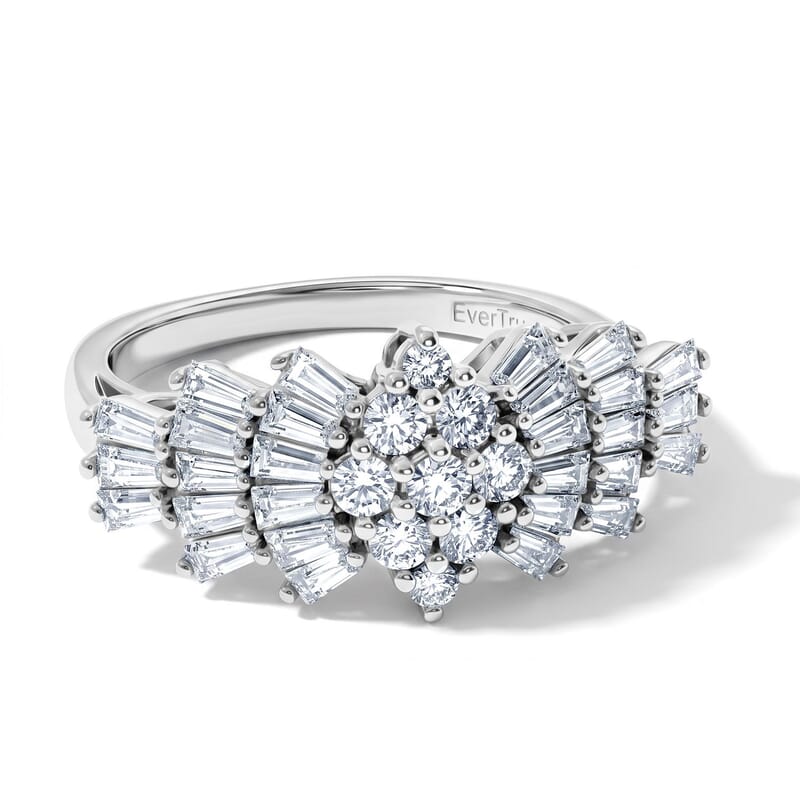 EverTrue Moissanite 1.30 ctw Cluster Ring in Platinum Bond (Size 6.0)