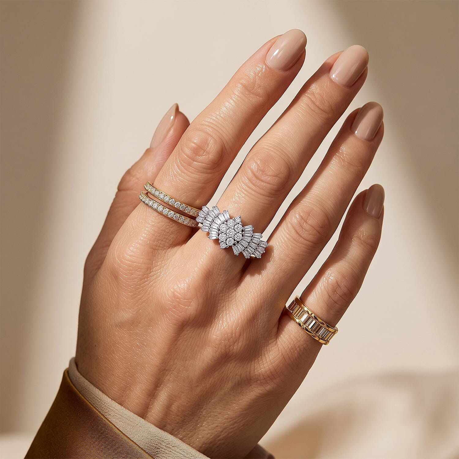 EverTrue Moissanite 1.30 ctw Cluster Ring in Platinum Bond (Size 6.0)