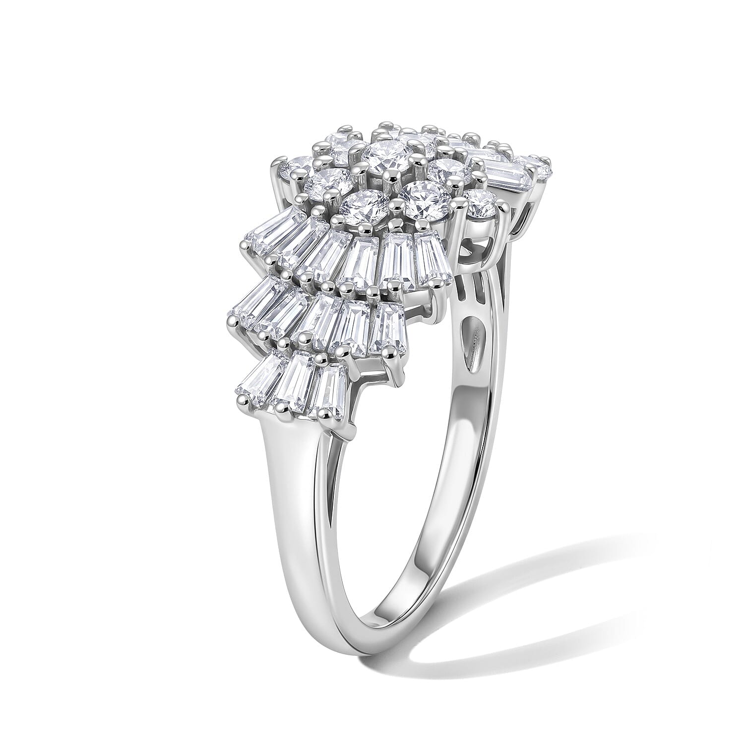 EverTrue Moissanite 1.30 ctw Cluster Ring in Platinum Bond (Size 6.0)