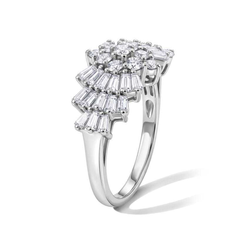 EverTrue Moissanite 1.30 ctw Cluster Ring in Platinum Bond (Size 6.0)