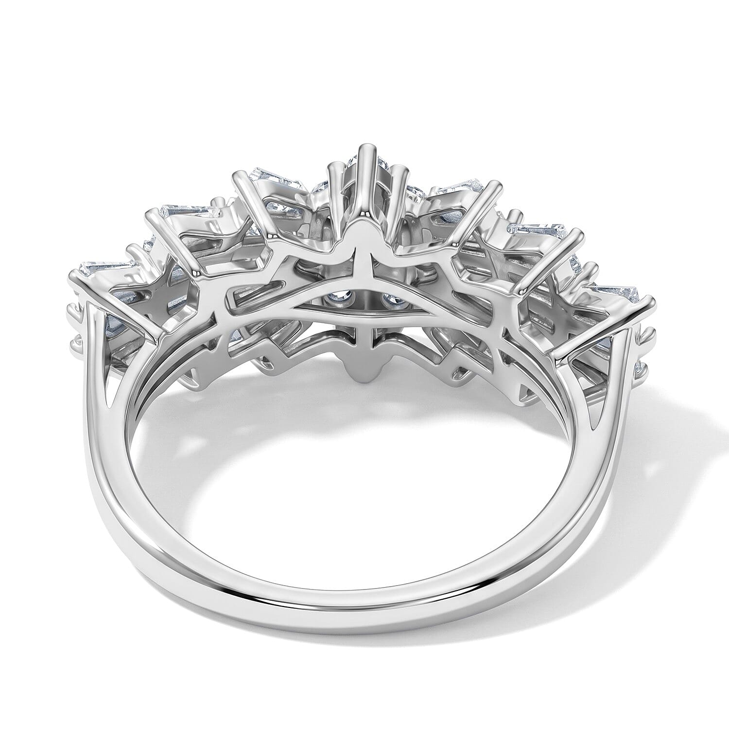 EverTrue Moissanite 1.30 ctw Cluster Ring in Platinum Bond (Size 6.0)