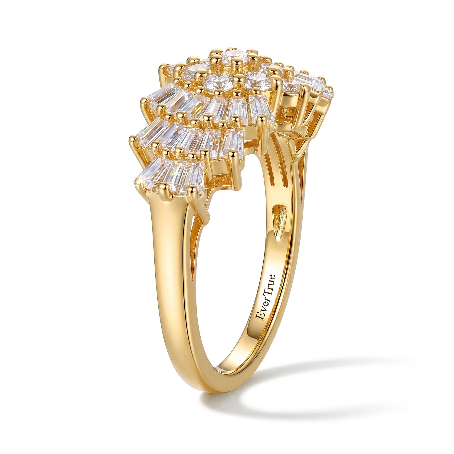 EverTrue Moissanite 1.30 ctw Cluster Ring in 18K YG Plated (Size 5.0)