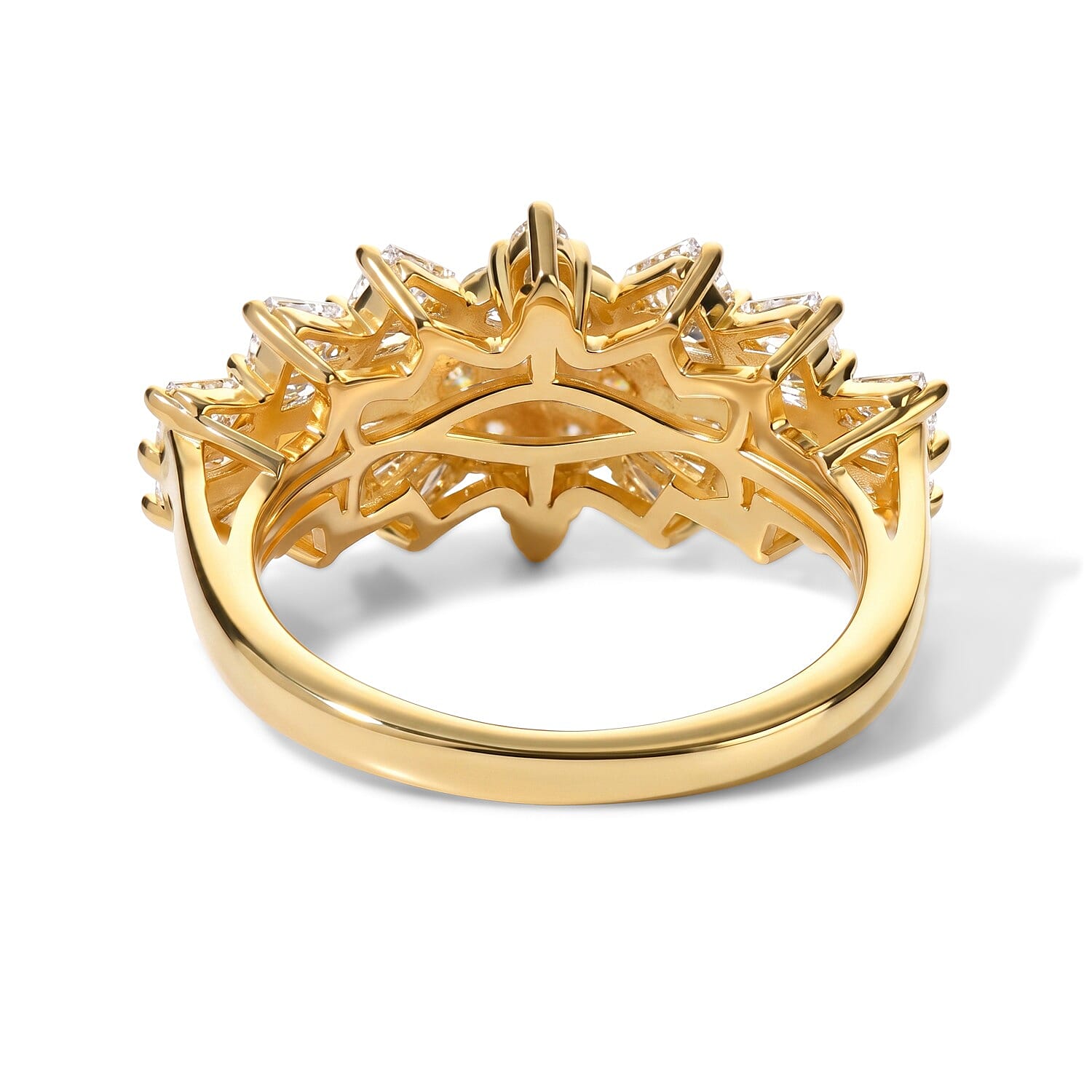 EverTrue Moissanite 1.30 ctw Cluster Ring in 18K YG Plated (Size 5.0)