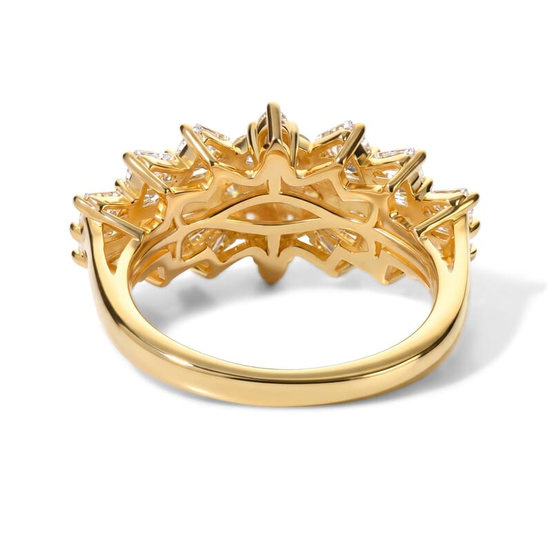 EverTrue Moissanite 1.30 ctw Cluster Ring in 18K YG Plated (Size 5.0)