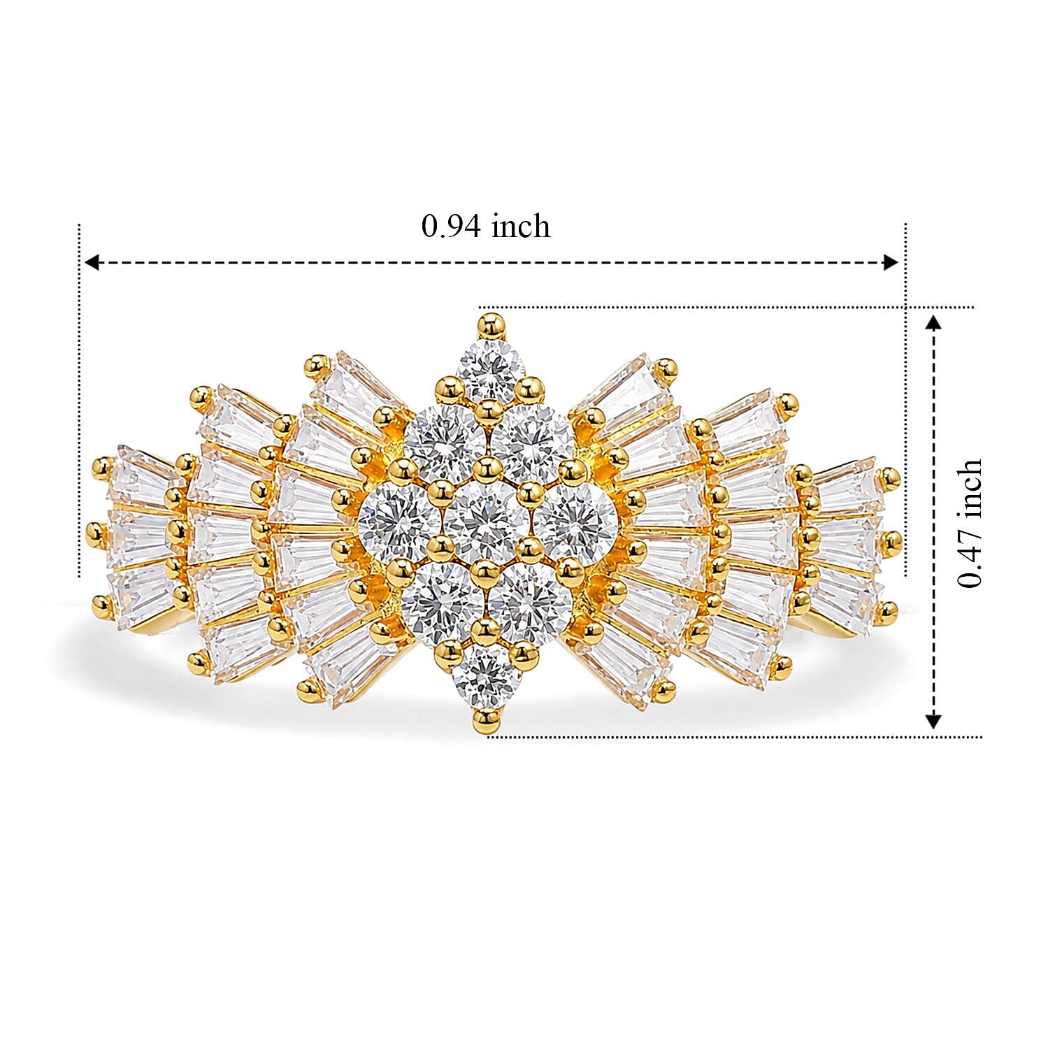 EverTrue Moissanite 1.30 ctw Cluster Ring in 18K YG Plated (Size 5.0)