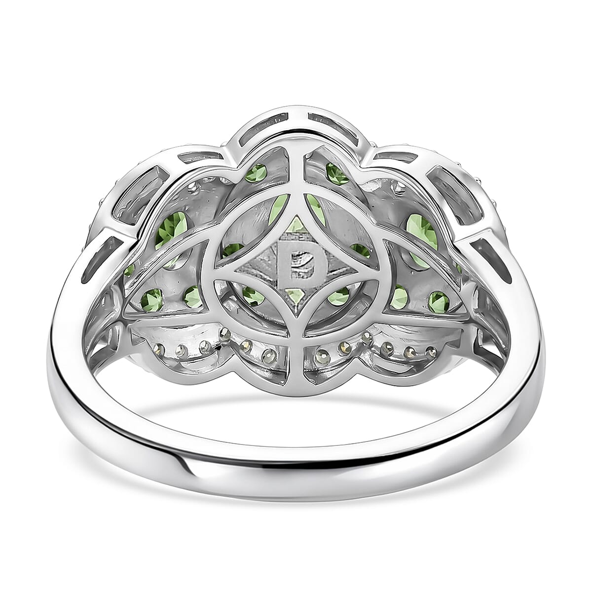 D'Joy Premium Tsavorite Garnet, Moissanite Ring in Rhodium Over Sterling Silver (Size 5.0) 2.10 ctw image number 4