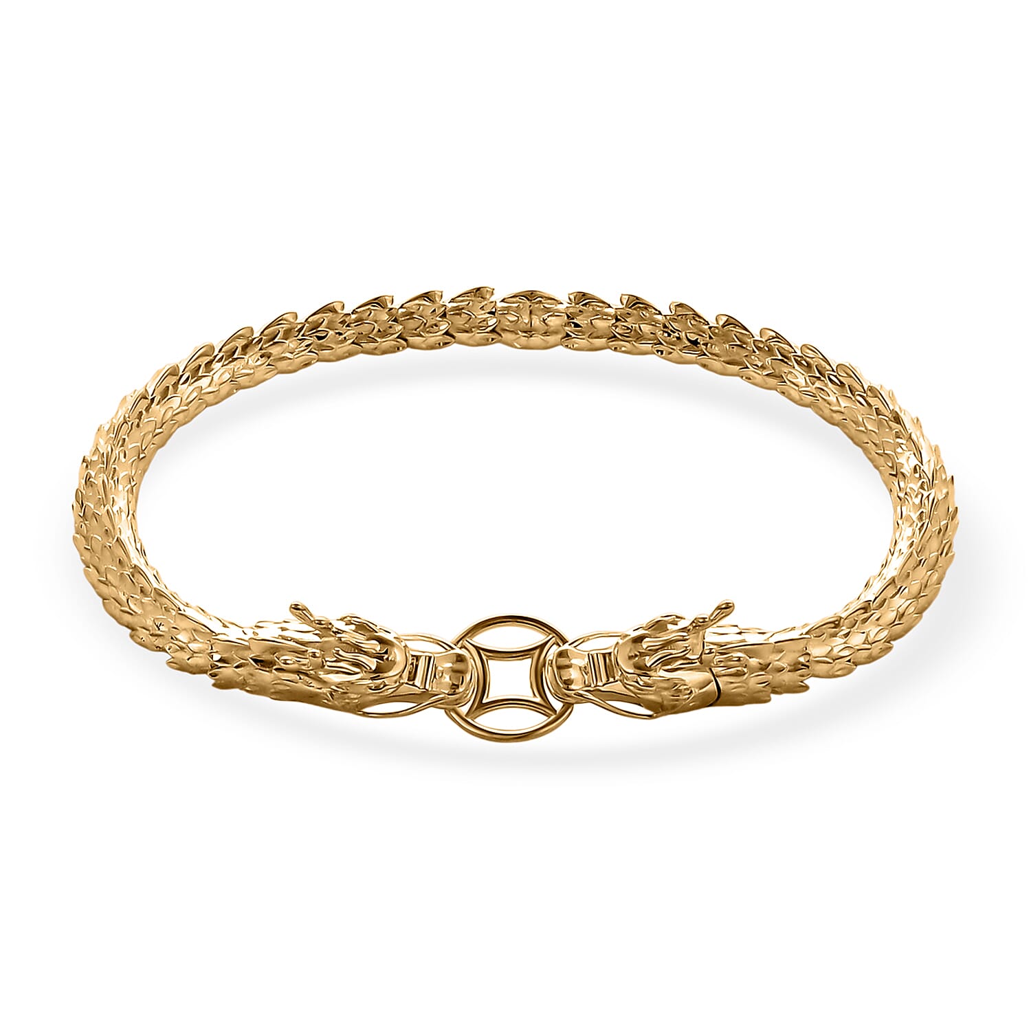 Luxoro Double Face Dragon Bracelet in 10K Yellow Gold (8.00 In) 11.10 Grams
