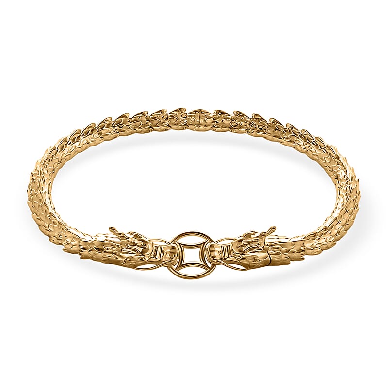 Luxoro Double Face Dragon Bracelet in 10K Yellow Gold (8.00 In) 11.10 Grams