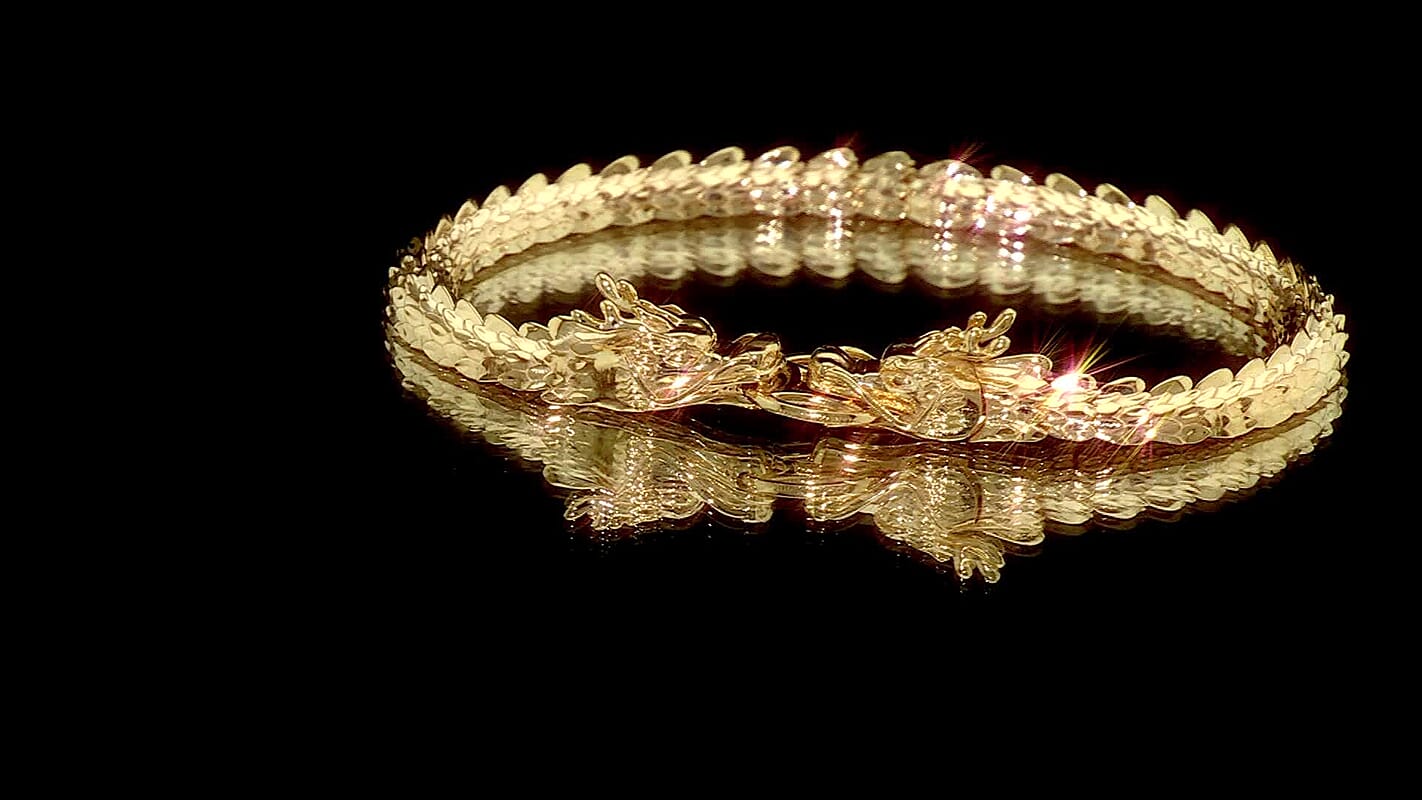 Luxoro 10K Yellow Gold Double Face Dragon Bracelet (8.00 In) (11.10 g)