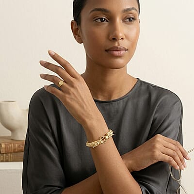 Luxoro Double Face Dragon Bracelet in 10K Yellow Gold (8.00 In) 11.10 Grams