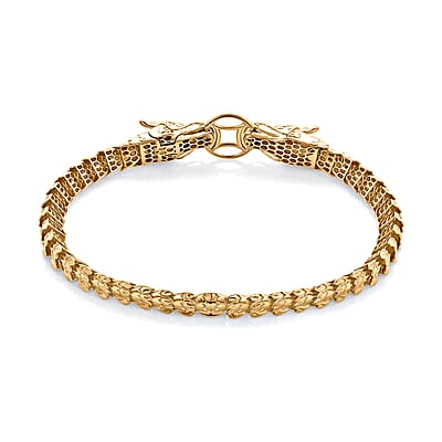 Luxoro Double Face Dragon Bracelet in 10K Yellow Gold (8.00 In) 11.10 Grams