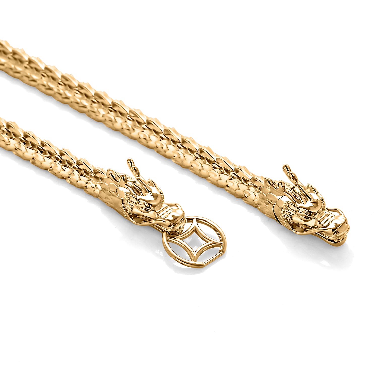 Luxoro Double Face Dragon Bracelet in 10K Yellow Gold (8.00 In) 11.10 Grams