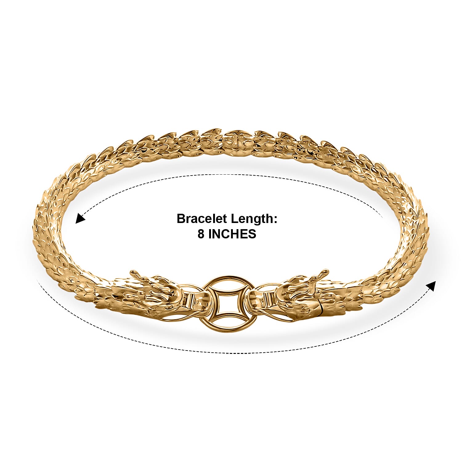 Luxoro Double Face Dragon Bracelet in 10K Yellow Gold (8.00 In) 11.10 Grams