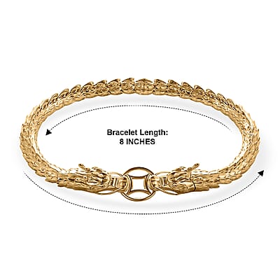 Luxoro Double Face Dragon Bracelet in 10K Yellow Gold (8.00 In) 11.10 Grams