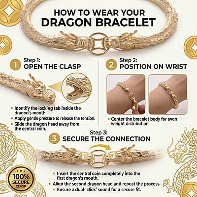 Luxoro Double Face Dragon Bracelet in 10K Yellow Gold (8.00 In) 11.10 Grams