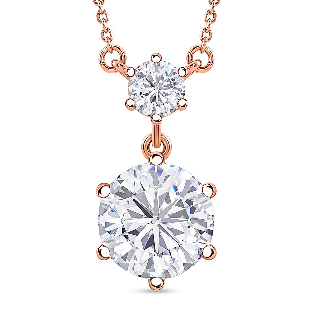 D'Joy Heart & Arrow Cut Moissanite 4.00 ctw Necklace (18 Inches) in 18K Vermeil Rose Gold Over Sterling Silver