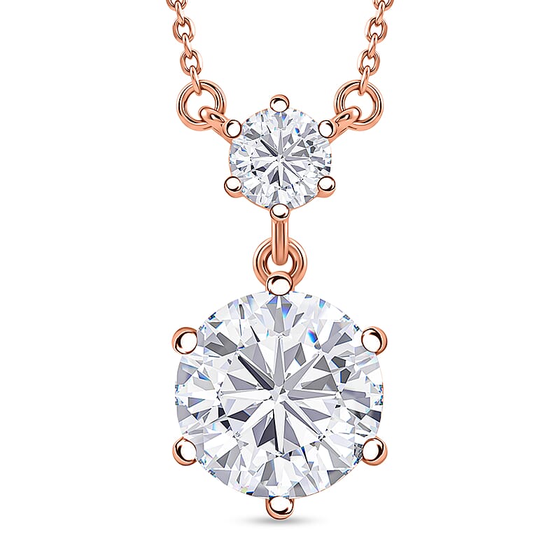 D'Joy Heart & Arrow Cut Moissanite 4.00 ctw Necklace (18 Inches) in 18K Vermeil Rose Gold Over Sterling Silver