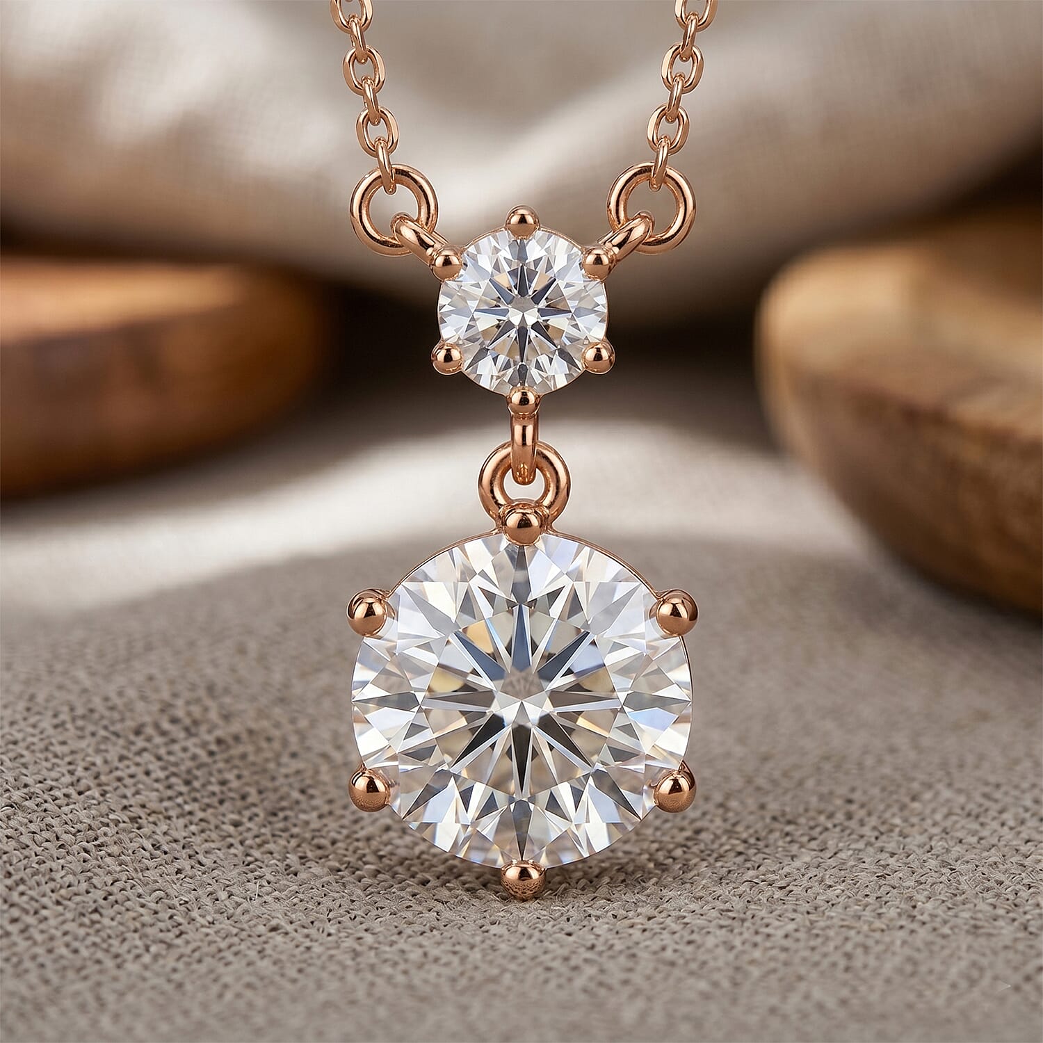 D'Joy Heart & Arrow Cut Moissanite 4.00 ctw Necklace (18 Inches) in 18K Vermeil Rose Gold Over Sterling Silver