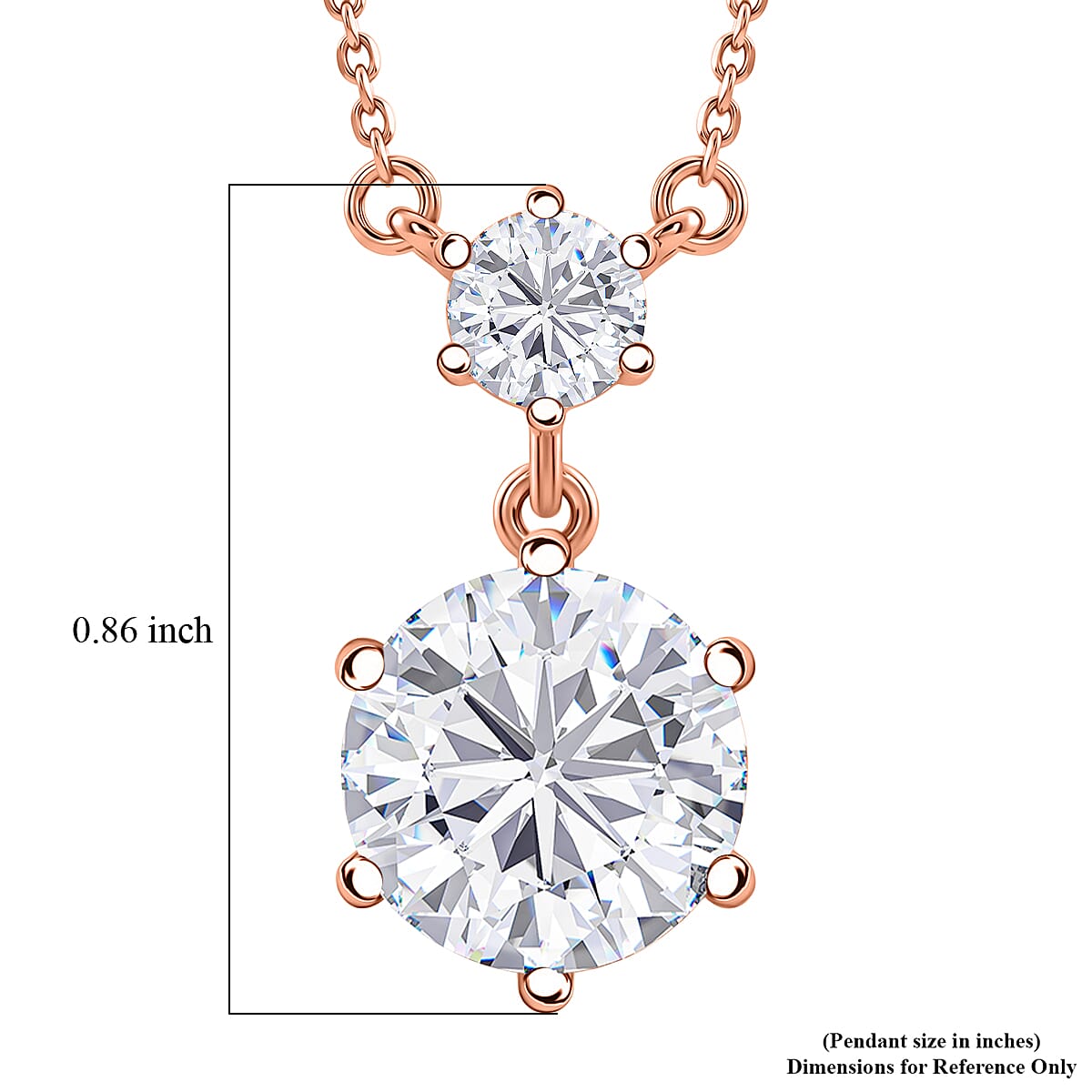 D'Joy Heart & Arrow Cut Moissanite 4.00 ctw Necklace (18 Inches) in 18K Vermeil Rose Gold Over Sterling Silver