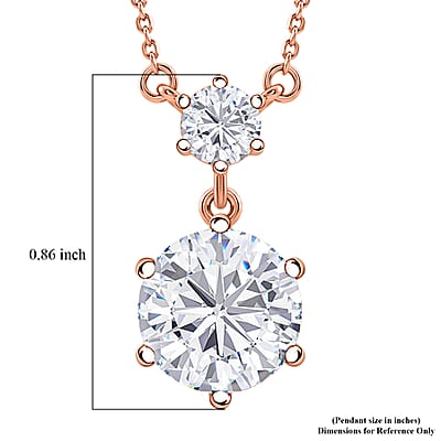 D'Joy Heart & Arrow Cut Moissanite 4.00 ctw Necklace (18 Inches) in 18K Vermeil Rose Gold Over Sterling Silver