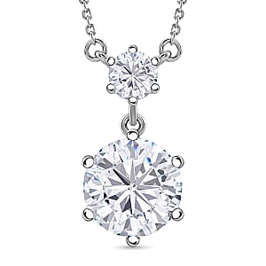 D'Joy Heart & Arrow Cut Moissanite 4.00 ctw Necklace (18 Inches) in Rhodium Over Sterling Silver